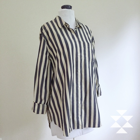 Madewell Tops - Oversized Striped Button Down Tunic Top Shirt NWOT